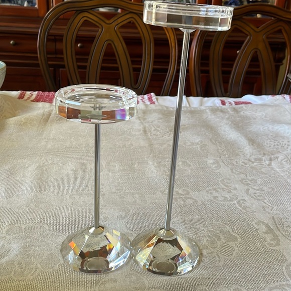 Z Gallerie Accents Z Gallerie Crystal Pillar Candle Holders Set Of 2 Tall Stick Pair Poshmark